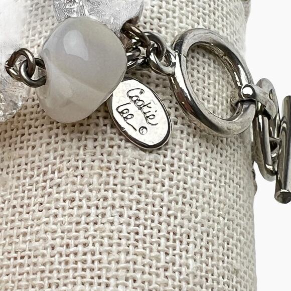 Cookie Lee Bracelets Lot 2 Clear Faceted Beads Natural Stones Dangle Multi Chain - Picture 7 of 9